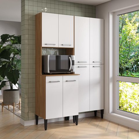 Armário de Cozinha Compacta Arizona Unity Carraro Carvalho com Branco