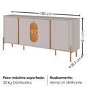 Ver imagem 3 de Balcão Buffet 4 Portas LED Vidro Tambau 180 cm Off White Naturalle Bechara
