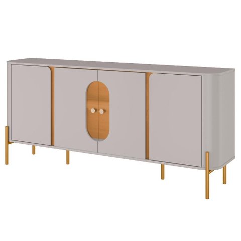 Balcão Buffet 4 Portas LED Vidro Tambau 180 cm Off White Naturalle Bechara