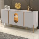 Ver imagem 2 de Balcão Buffet 4 Portas LED Vidro Tambau 180 cm Off White Naturalle Bechara