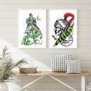 Ver imagem 2 de Kit 2 Quadros Decorativos Arte São jorge 45x34cm - com Vidro:madeira Branca