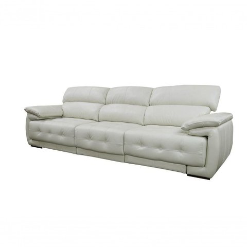Sofá Retrátil e Reclinável de Couro Filipinas (3 Módulos) 3,60 M Off White - Mempra Design