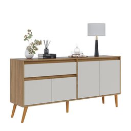 Buffet Aparador 4 Portas e 1 Gaveta Ravi Nature/Off White - Peternella Móveis - 1