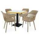 Ver imagem 1 de Conjunto Mesa de Jantar Quadrada Venezia 70x70cm Branca com 4 Cadeiras Estofadas Marcela - Nude