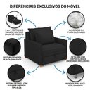 Ver imagem 3 de Poltrona Retrátil Cama Solteiro 2 em 1 Zia Confortável e Funcional Veludo Preto - Abmaza