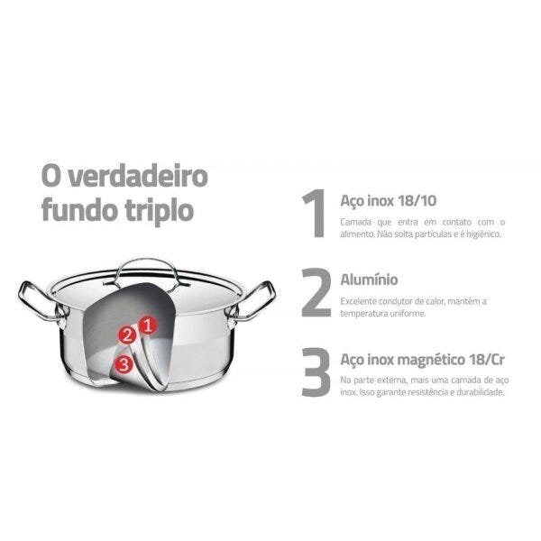 Caçarola Funda Inox Fundo Triplo 1,8L Professional Tramontina - 4