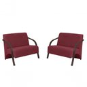 Ver imagem 1 de Kit 2 Poltronas 2 Lugares Suede Braço Madeira Bordô