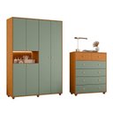 Ver imagem 2 de Conjunto Infantil Guarda-Roupa e Cômoda Vittoria Verde/Cinamomo/Salvia