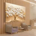 Ver imagem 1 de Quadro Decorativo Árvore com Flores Brancas Sala Quarto Casa Escritório