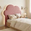 Ver imagem 2 de Cabeceira Infantil Cama Solteiro 0,90m Orgânica Curva Nuvem Bouclê Rosê - Montanari's Decor