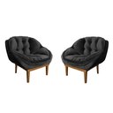 Ver imagem 2 de Kit 2 Poltronas Decorativa Marcela Veludo Preto