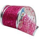 Ver imagem 3 de Kit 4 Fitas Aramadas Gliter Rosa Prata Natalino 6,3cm 2,7m