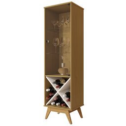 Cristaleira com Adega de Vinho Jb 4049 Nature com Off White - 1