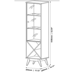 Cristaleira com Adega de Vinho Jb 4049 Nature com Off White - 3
