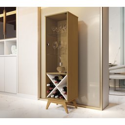 Cristaleira com Adega de Vinho Jb 4049 Nature com Off White - 2