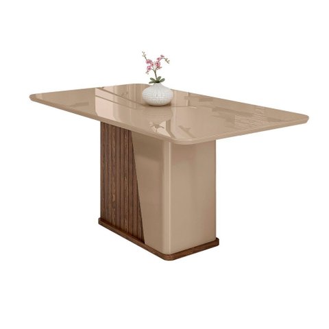 Mesa de Madeira Harmonia 160 Cm com Vidro Carvalho/fendi - Móveis Bechara