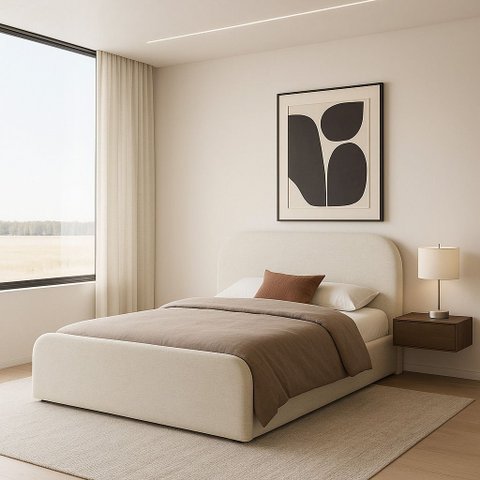 Cama Estilo Clean Cores Versáteis Tamanho Casal C/ Cabeceira:linho Off White