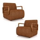 Ver imagem 1 de Kit 2 Poltronas Decorativa Sala de Estar Odessa Braços em Madeira Pu Caramelo G33 - Gran Belo