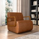 Ver imagem 2 de Kit 2 Poltronas Decorativa Sala de Estar Odessa Braços em Madeira Pu Caramelo G33 - Gran Belo