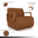 Ver imagem 3 de Kit 2 Poltronas Decorativa Sala de Estar Odessa Braços em Madeira Pu Caramelo G33 - Gran Belo