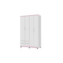 Ver imagem 1 de Roupeiro / Guarda Roupas Ti Solteiro 4 Portas Cor Branco / Rosa