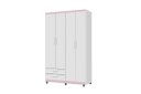 Ver imagem 1 de Roupeiro / Guarda Roupas Ti Solteiro 4 Portas Cor Branco / Rosa