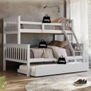 Ver imagem 3 de Beliche Casal Madeira Maciça Reforçada + Cama Aux Solteiro:Branco