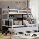 Ver imagem 2 de Beliche Casal Madeira Maciça Reforçada + Cama Aux Solteiro:Branco
