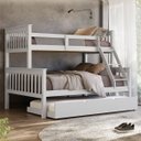 Ver imagem 1 de Beliche Casal Madeira Maciça Reforçada + Cama Aux Solteiro:Branco