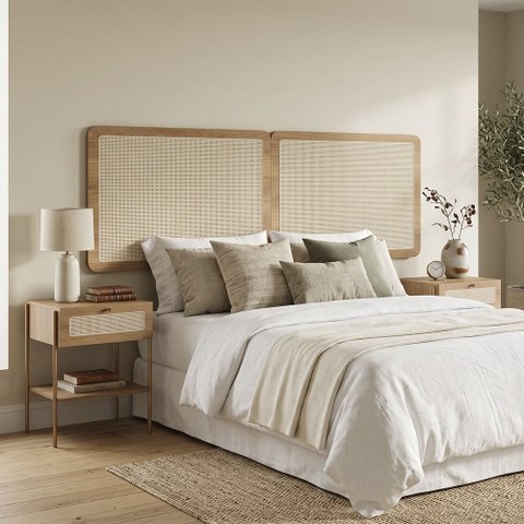 Cabeceira Casal e Queen com 2 Mesas Laterais Arlo A10 Hanover/dourado - Mpozenato