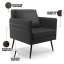 Ver imagem 4 de Kit 02 Poltronas Corino Preto Pés Palito De Ferro Preto