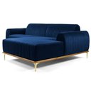 Ver imagem 1 de Sofá 320cm 5 Lugares Chaise Direito Pés Gold Azul Marinho