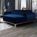 Ver imagem 6 de Sofá 320cm 5 Lugares Chaise Direito Pés Gold Azul Marinho