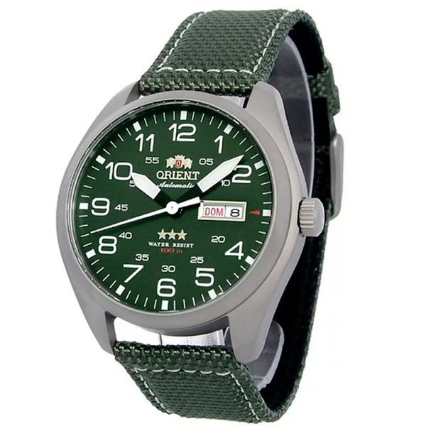 Relogio Orient Masculino Automatico Prateado Verde Militar F49sn020 - 4