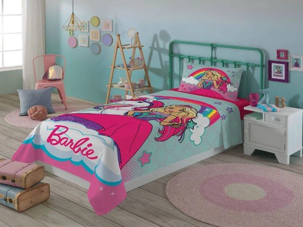 Jogo de Cama Infantil Microfibra 02 Peças Lepper - Barbie Reinos Magicos;