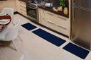 Ver imagem 1 de Jogo de Tapetes para Cozinha 3 Peças Liso Escuro Azul Relevo Oasis