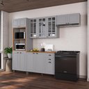 Ver imagem 1 de Armário Cozinha Modulada Completa Americana 100% MDF 270cm Provence Multimóveis Crink-CPL017 Cinza