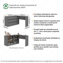 Ver imagem 4 de Mesa de Manicure Profissional de Canto em L com 6 Gavetas Organize Multimóveis MP6068 Grafite