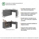 Ver imagem 4 de Mesa de Manicure Profissional de Canto em L com 6 Gavetas Organize Multimóveis MP6068 Grafite