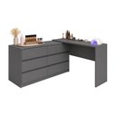 Ver imagem 2 de Mesa de Manicure Profissional de Canto em L com 6 Gavetas Organize Multimóveis MP6068 Grafite
