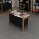 Ver imagem 1 de Puff Baú Organizador Decorativo Porta Objetos Suporta 100 Kg Cor:preto com Nogal