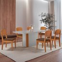 Ver imagem 1 de Mesa de Jantar Isadora 180cm Tampo Mdf Vidro com 6 Cadeiras Copper