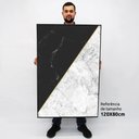 Ver imagem 2 de Quadro Decorativo Caixa Alta com Vidro Geométrico Mármore Branco e Preto TaColado Moldura Madeira 12