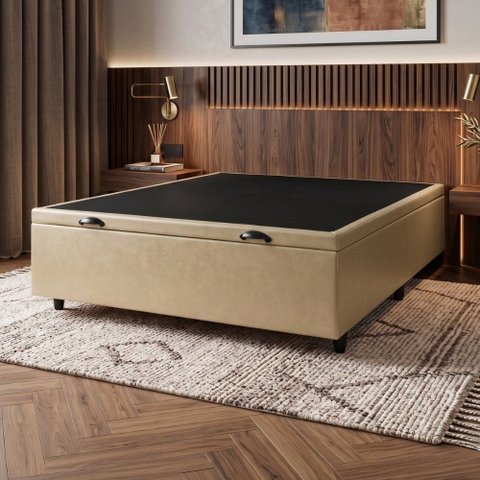 Cama Box com Baú Casal 1,38m Prince em Revestimento Sintético
