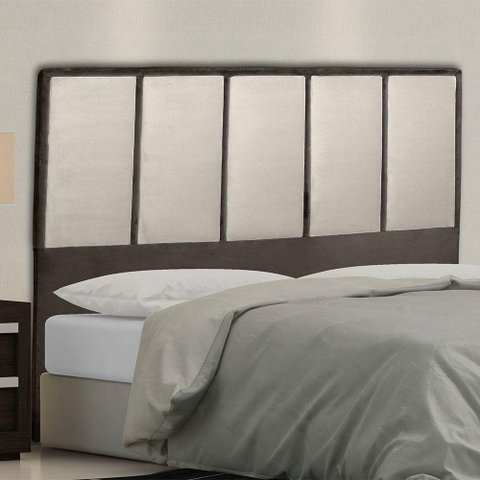 Cabeceira Cama Box Casal 140cm Suede Marrom e Bege