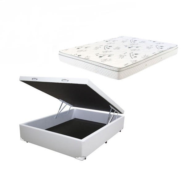 Cama Box Baú Casal Branco + Colchão Mola Ensacada Rc Sono Leve