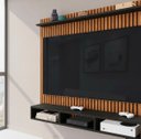 Ver imagem 3 de Painel Aconchego Preto Ripado 3D Tvs até 50 Polegadas Nicho Prateleira Suporte Sala Quarto Moderno