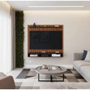 Ver imagem 2 de Painel Aconchego Preto Ripado 3D Tvs até 50 Polegadas Nicho Prateleira Suporte Sala Quarto Moderno