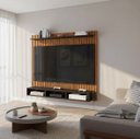 Ver imagem 4 de Painel Aconchego Preto Ripado 3D Tvs até 50 Polegadas Nicho Prateleira Suporte Sala Quarto Moderno