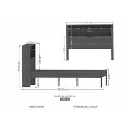 Quarto Casal Completo 3 Peças (1guardaroupa+1cama+1cômoda) Qc90 Jatobá/grafite - Santos Andirá - 11